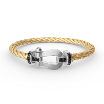 [Luxe Jewelry]FORCE LARGE HORSESHOE BLACK DIAMOND BRACELET SILVER