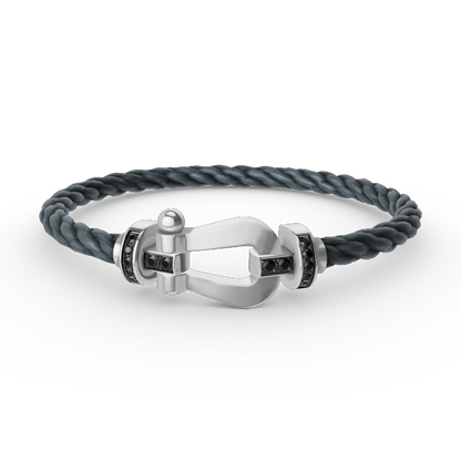 [Luxe Jewelry]FORCE LARGE HORSESHOE BLACK DIAMOND BRACELET SILVER