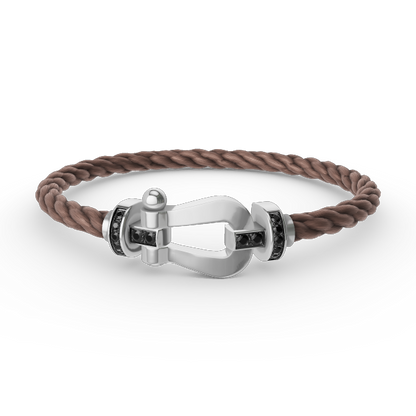 [Luxe Jewelry]FORCE LARGE HORSESHOE BLACK DIAMOND BRACELET SILVER