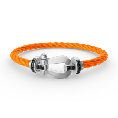 [Luxe Jewelry]FORCE LARGE HORSESHOE BLACK DIAMOND BRACELET SILVER