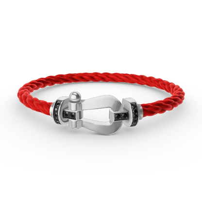 [Luxe Jewelry]FORCE LARGE HORSESHOE BLACK DIAMOND BRACELET SILVER