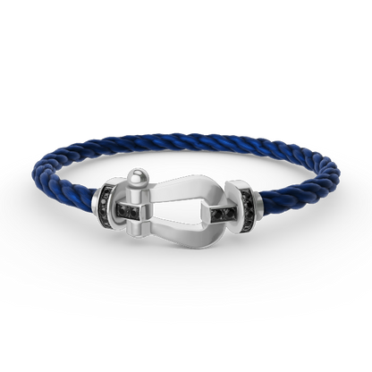 [Luxe Jewelry]FORCE LARGE HORSESHOE BLACK DIAMOND BRACELET SILVER