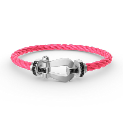 [Luxe Jewelry]FORCE LARGE HORSESHOE BLACK DIAMOND BRACELET SILVER