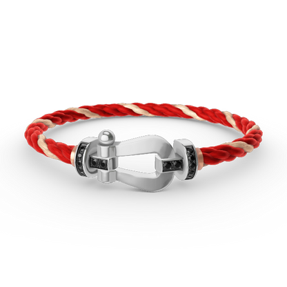 [Luxe Jewelry]FORCE LARGE HORSESHOE BLACK DIAMOND BRACELET SILVER