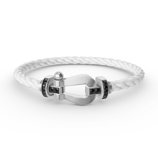 [Luxe Jewelry]FORCE LARGE HORSESHOE BLACK DIAMOND BRACELET SILVER