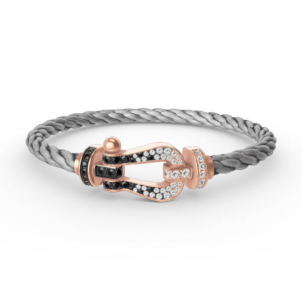 [Luxe Jewelry]FORCE LARGE HORSESHOE BLACK WHITE DIAMOND BRACELET ROSE GOLD