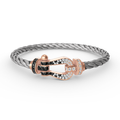 [Luxe Jewelry]FORCE LARGE HORSESHOE BLACK WHITE DIAMOND BRACELET ROSE GOLD