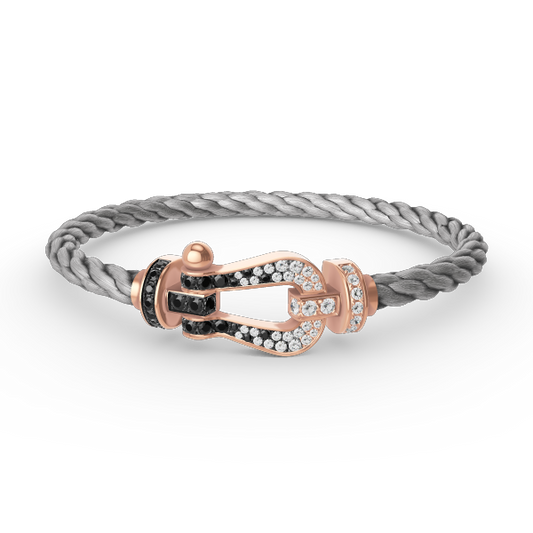 [Luxe Jewelry]FORCE LARGE HORSESHOE BLACK WHITE DIAMOND BRACELET ROSE GOLD