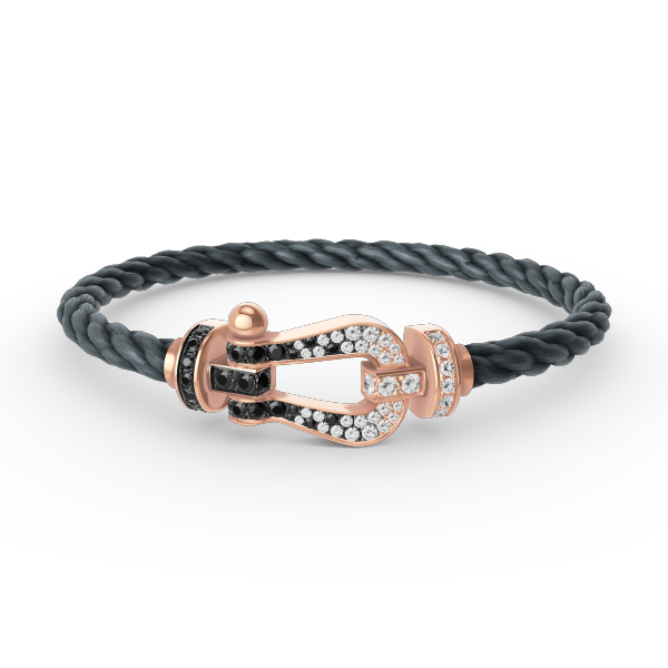 [Luxe Jewelry]FORCE LARGE HORSESHOE BLACK WHITE DIAMOND BRACELET ROSE GOLD