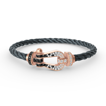 [Luxe Jewelry]FORCE LARGE HORSESHOE BLACK WHITE DIAMOND BRACELET ROSE GOLD