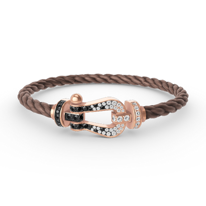 [Luxe Jewelry]FORCE LARGE HORSESHOE BLACK WHITE DIAMOND BRACELET ROSE GOLD