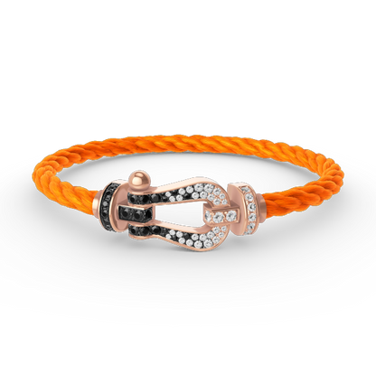 [Luxe Jewelry]FORCE LARGE HORSESHOE BLACK WHITE DIAMOND BRACELET ROSE GOLD