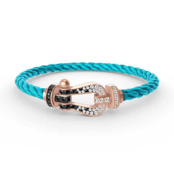 [Luxe Jewelry]FORCE LARGE HORSESHOE BLACK WHITE DIAMOND BRACELET ROSE GOLD
