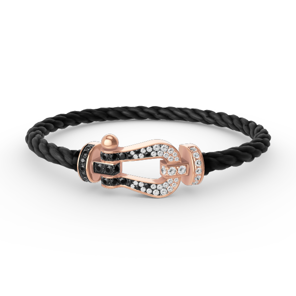 [Luxe Jewelry]FORCE LARGE HORSESHOE BLACK WHITE DIAMOND BRACELET ROSE GOLD