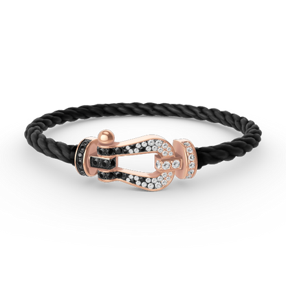 [Luxe Jewelry]FORCE LARGE HORSESHOE BLACK WHITE DIAMOND BRACELET ROSE GOLD