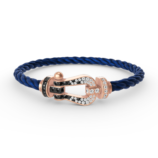 [Luxe Jewelry]FORCE LARGE HORSESHOE BLACK WHITE DIAMOND BRACELET ROSE GOLD