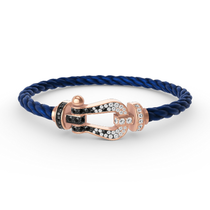 [Luxe Jewelry]FORCE LARGE HORSESHOE BLACK WHITE DIAMOND BRACELET ROSE GOLD