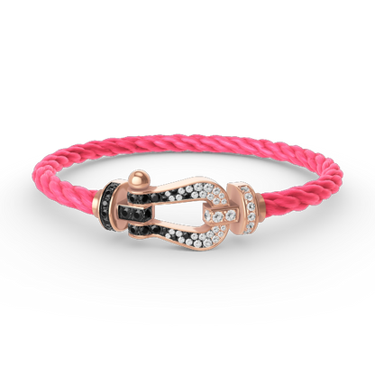 [Luxe Jewelry]FORCE LARGE HORSESHOE BLACK WHITE DIAMOND BRACELET ROSE GOLD