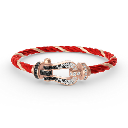 [Luxe Jewelry]FORCE LARGE HORSESHOE BLACK WHITE DIAMOND BRACELET ROSE GOLD