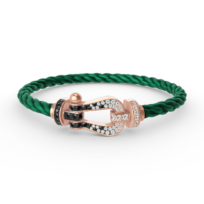[Luxe Jewelry]FORCE LARGE HORSESHOE BLACK WHITE DIAMOND BRACELET ROSE GOLD