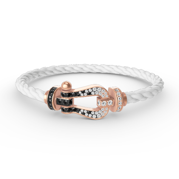 [Luxe Jewelry]FORCE LARGE HORSESHOE BLACK WHITE DIAMOND BRACELET ROSE GOLD
