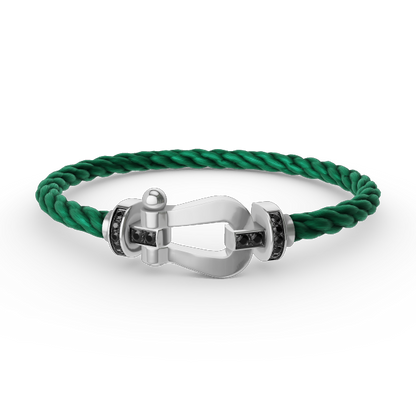 [Luxe Jewelry]FORCE LARGE HORSESHOE BLACK DIAMOND BRACELET SILVER