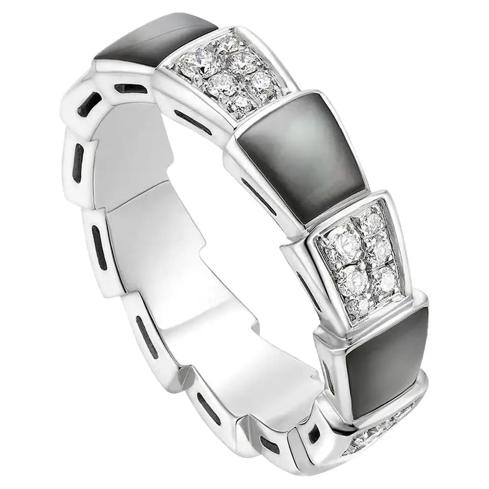 [Luxe Jewelry]SERPENTI RING SILVER DIAMOND BLACK MOP 4MM