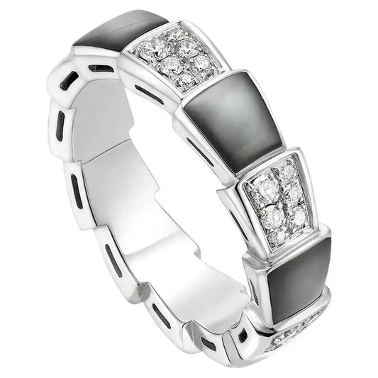 [Luxe Jewelry]SERPENTI RING SILVER DIAMOND BLACK MOP 4MM