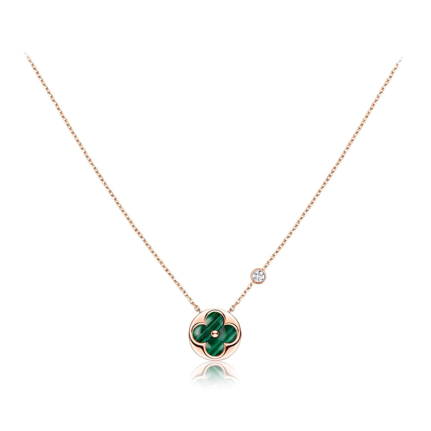 [Luxe Jewelry]SUN PEDANT PINK GOLD 1 DIAMOND NECKLACE