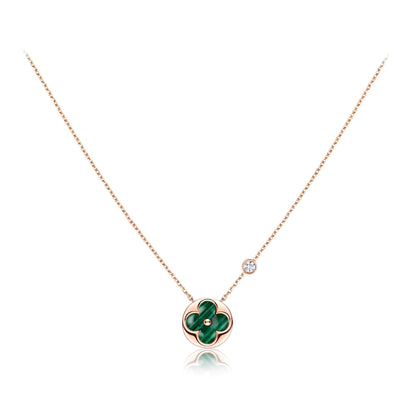 [Luxe Jewelry]SUN PEDANT PINK GOLD 1 DIAMOND NECKLACE