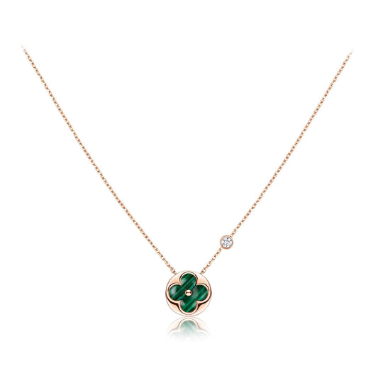 [Luxe Jewelry]SUN PEDANT PINK GOLD 1 DIAMOND NECKLACE