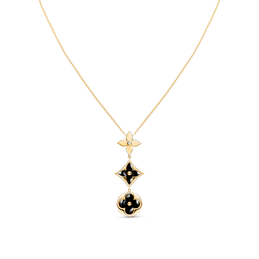[Luxe Jewelry]STAR AND SUN ONYX PINK GOLD NECKLACE