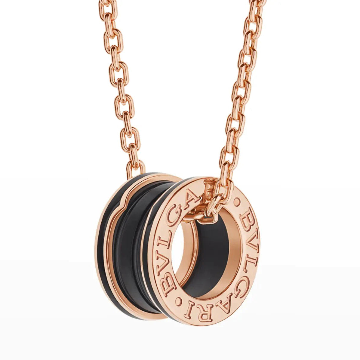 [Luxe Jewelry]ZERO 1 BLACK CERAMIC PINK GOLD NECKLACE