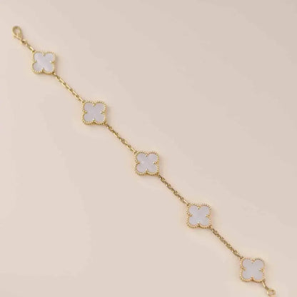 [Luxe Jewelry]CLOVER  5 MOTIF WHITE MOP BRACELET