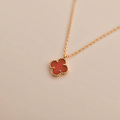 [Luxe Jewelry]CLOVER MINI 9.5MM WHITE CARNELIANS NECKLACE