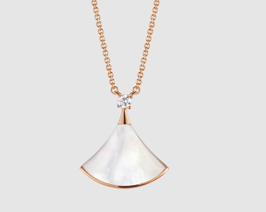 [Luxe Jewelry]DREAM NECKLACE WHITE MOP PINK GOLD 1 DIAMOND