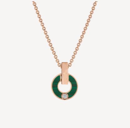 [Luxe Jewelry]GARI NECKLACE PINK GOLD MALACHITE