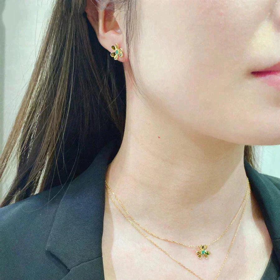 [Luxe Jewelry]FRIVOLE  FLOWER MALACHITE EARRINGS