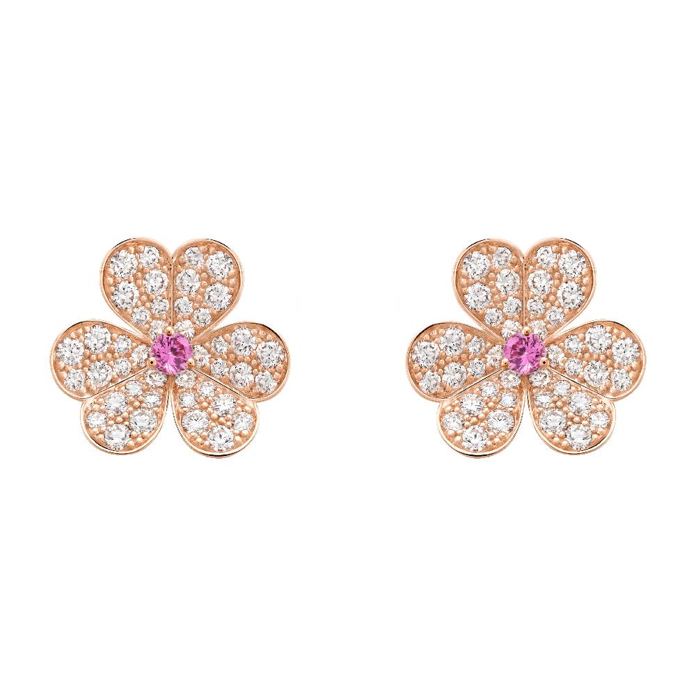 [Luxe Jewelry]FRIVOLE PINK GOLD FLOWER DIAMOND EARRINGS
