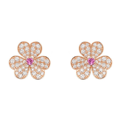 [Luxe Jewelry]FRIVOLE PINK GOLD FLOWER DIAMOND EARRINGS