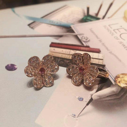 [Luxe Jewelry]FRIVOLE PINK GOLD FLOWER DIAMOND EARRINGS