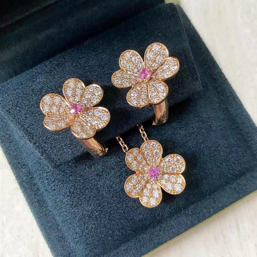 [Luxe Jewelry]FRIVOLE ROSE GOLD FLOWER DIAMOND NECKLACE