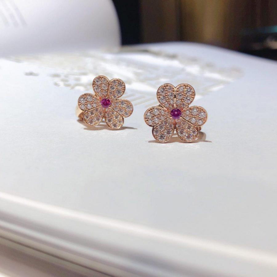 [Luxe Jewelry]FRIVOLE PINK GOLD FLOWER DIAMOND EARRINGS