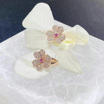 [Luxe Jewelry]FRIVOLE PINK GOLD FLOWER DIAMOND EARRINGS