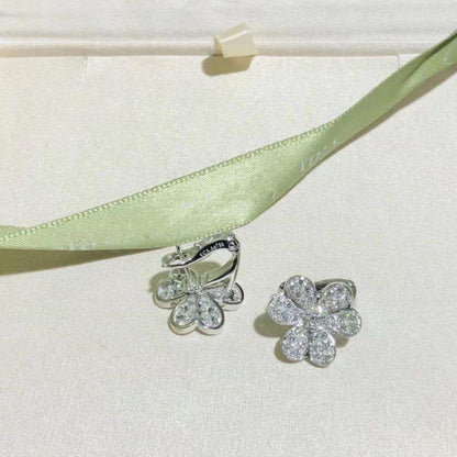 [Luxe Jewelry]FRIVOLE SILVER FLOWER DIAMOND EARRINGS
