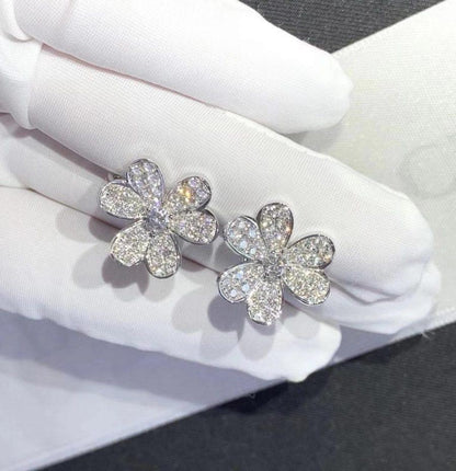 [Luxe Jewelry]FRIVOLE SILVER FLOWER DIAMOND EARRINGS