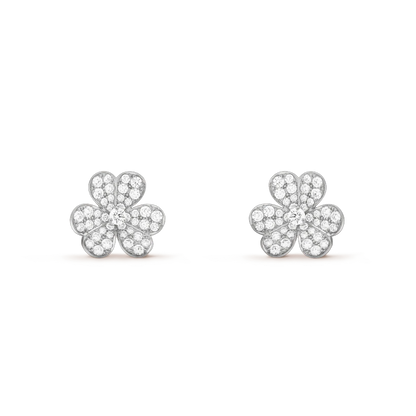 [Luxe Jewelry]FRIVOLE SILVER FLOWER DIAMOND EARRINGS