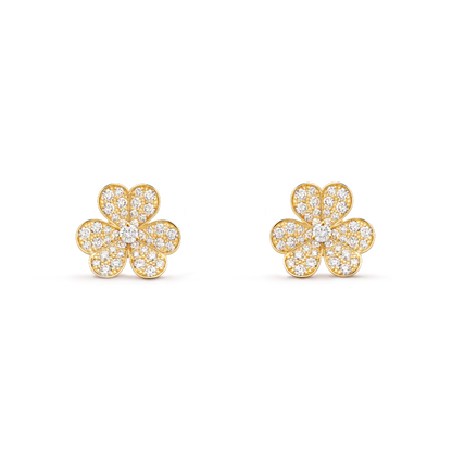[Luxe Jewelry]FRIVOLE GOLD FLOWER DIAMOND EARRINGS