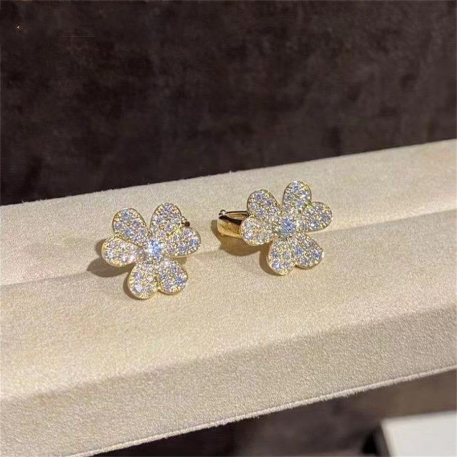 [Luxe Jewelry]FRIVOLE GOLD FLOWER DIAMOND EARRINGS
