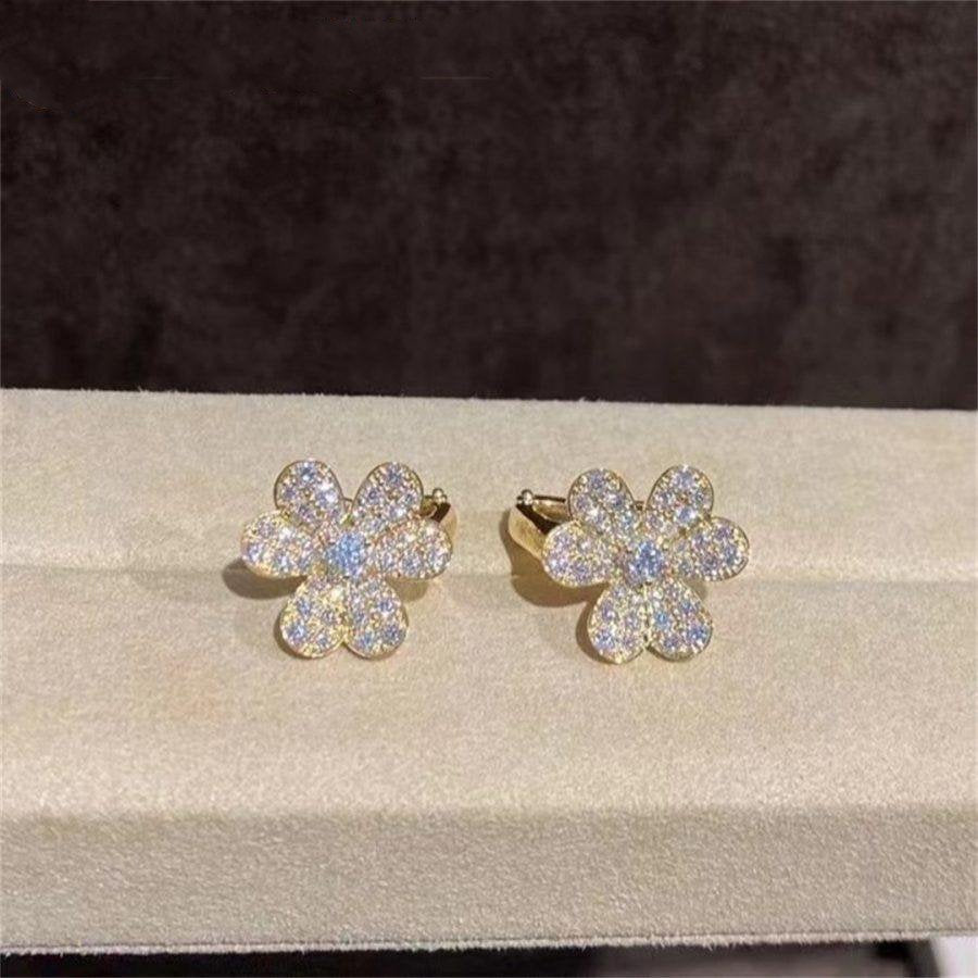 [Luxe Jewelry]FRIVOLE GOLD FLOWER DIAMOND EARRINGS